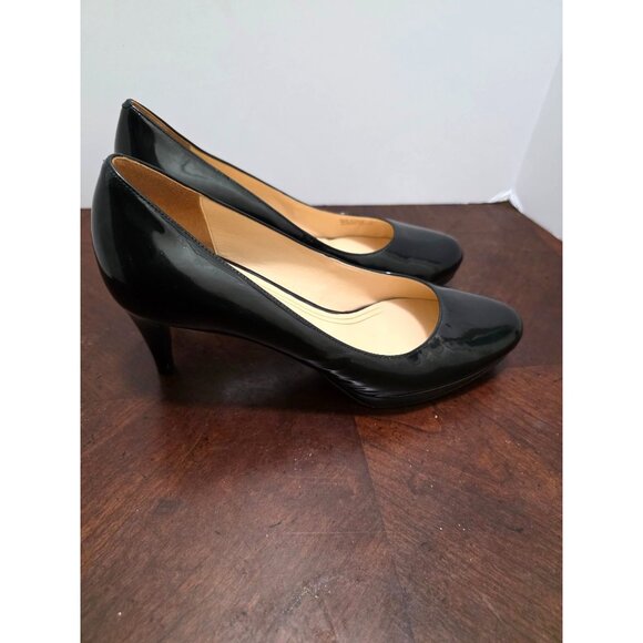 Cole Haan Black Patent Leather High Heel Pumps Women's Size 9.5B Classic Round T - Picture 3 of 11